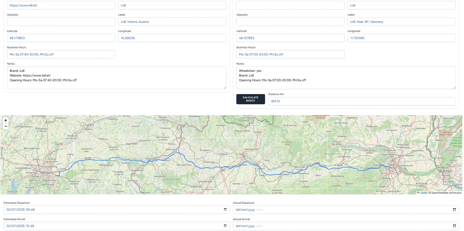 Road Logistics Portal Route Map